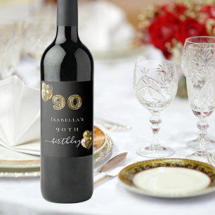 90 de aniversário rótulo de vinho branco-leopardo 
