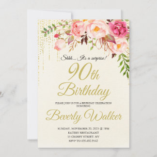 90 Surpresa - Convite de Aniversário para Mulheres