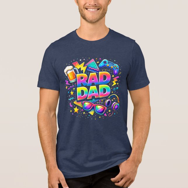 90s Retro Rad Dad Father's Day T-Shirt – Colorful  (Frente)