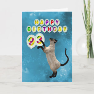 93º Cartão de aniversário com gatos siameses