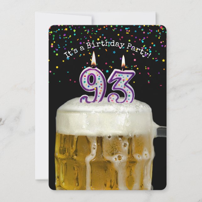 93º Convite de festas de velas de aniversário (Frente)