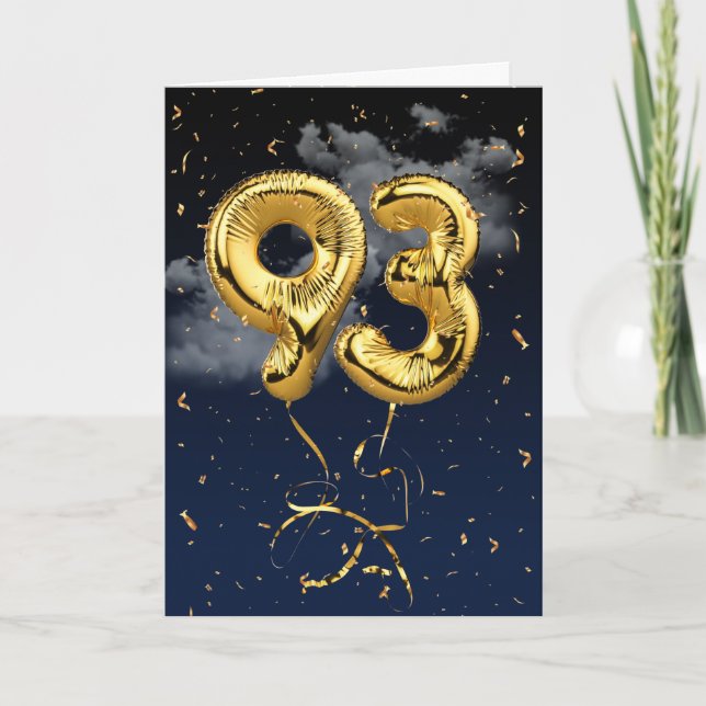 93.o Cartão Mylar Balão Dourado de aniversário e C (Frente)