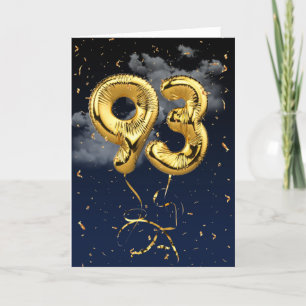 93.o Cartão Mylar Balão Dourado de aniversário e C