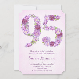95º aniversário de convites para uma senhora, conv