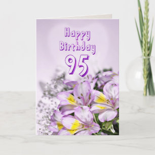 95º Cartão de aniversário com flores alstromeria l