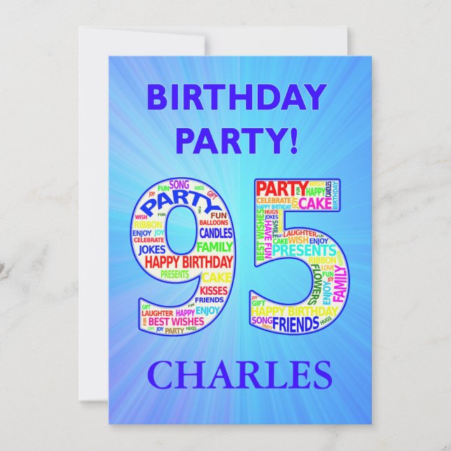 95º Convite de aniversário Adicionar um Nome (Frente)