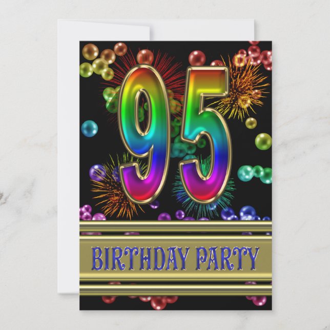 95º Convite de aniversário com bolhas (Frente)