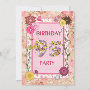 95º convite de aniversário com quadro floral