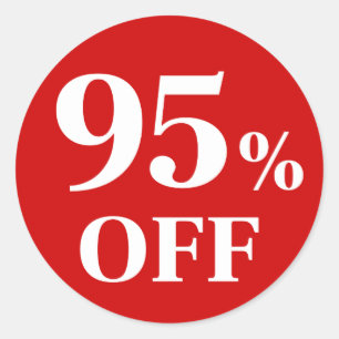 95% OFF Adesivo Redondo Clássico de Fundo Vermelho