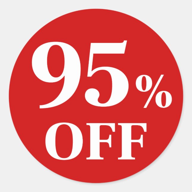 95% OFF Adesivo Redondo Clássico de Fundo Vermelho (Frente)