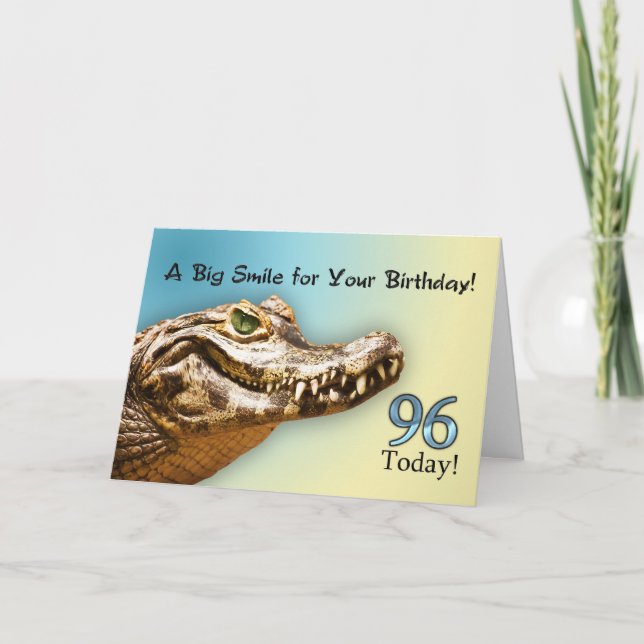 96.º Cartão de aniversário com um jacaré sorrident (Frente)