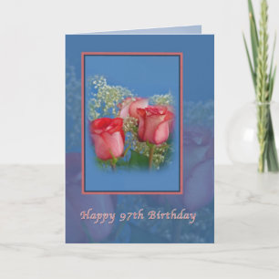 97.º Cartão de aniversário com Rosa vermelha