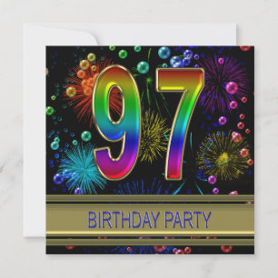 97th Convite de aniversário com bolhas
