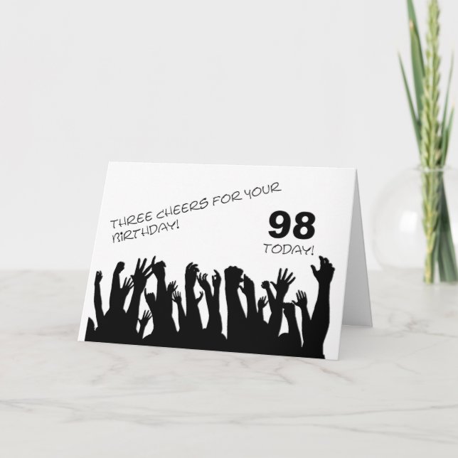 98º Cartão de aniversário com multidões que balanç (Frente)