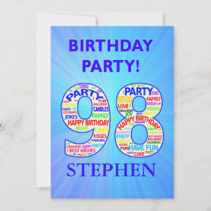 98º Convite de aniversário Adicionar um Nome