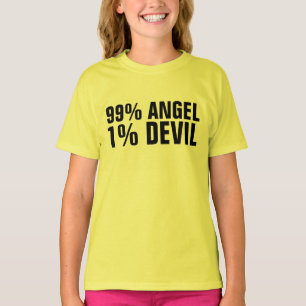 99% ANGEL 1% DIABOS crianças meninas T-shirts