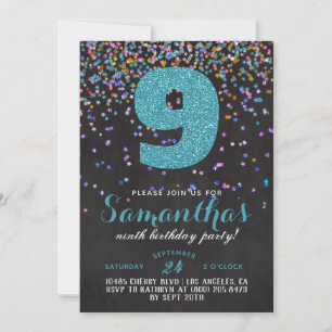 9.º Aniversário Confetti Convite