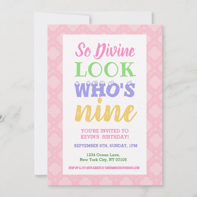 9.º Aniversário do Convite Slogans (Frente)