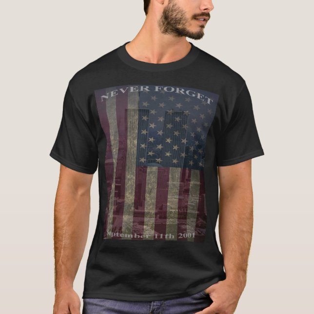 9/11 nunca esqueça o t-shirt - homens (Frente)