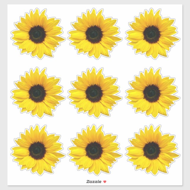 9 Adesivos Kiss-Cut de Flor de Girassol Amarelo (Folha)