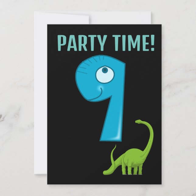 9 ANOS DE ANIVERSÁRIO 9.o CONVITES DE DINOSSAUR (Frente)