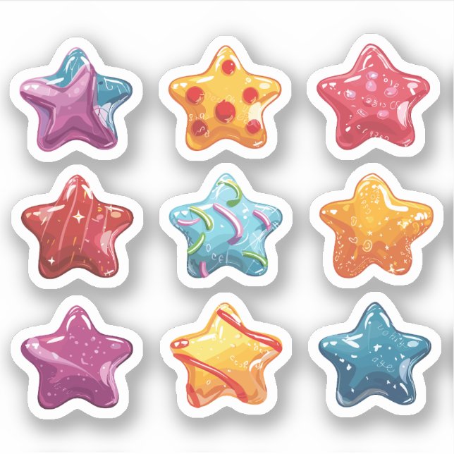 9 Conjunto de Adesivos de Estrelas de Doces (Frente)