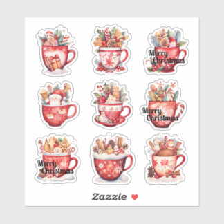 9 Copos de Natal Adesivo de Vinil Personalizado