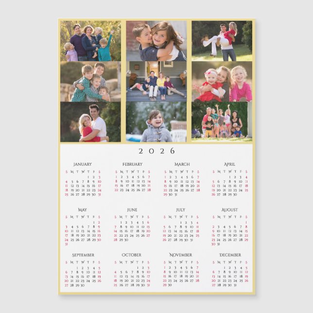 9 Photo Collage Personalized 2026 Family Calendar (Frente)