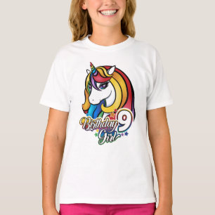 9o T-shirt do unicórnio do aniversário para