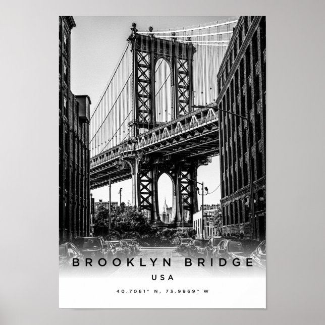 A3 Ponte Brooklyn EUA Coordena o Poster (Frente)