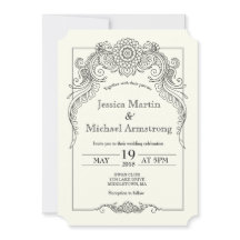 A6-Vintage scroll design convite para casamento