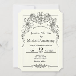 A6-Vintage scroll design convite para casamento