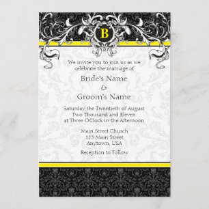 A7 Convites de casamento de monogramas amarelo e p