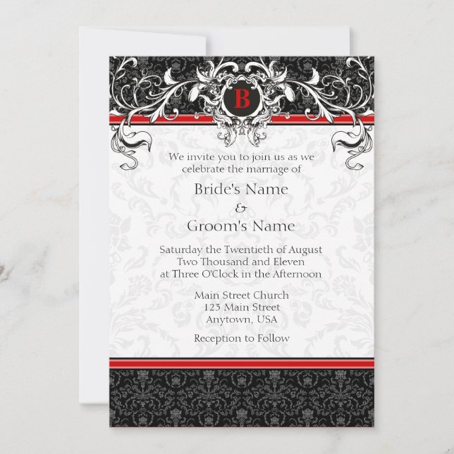 A7 Convites para Casamento de Monograma para Damas (Frente)