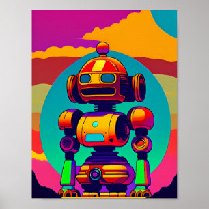 A 60s Inspired Skeleton Robot Poster