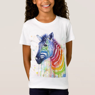 A aguarela da zebra do arco-íris caçoa a camisa