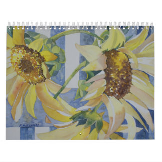 A aguarela floresce o calendário