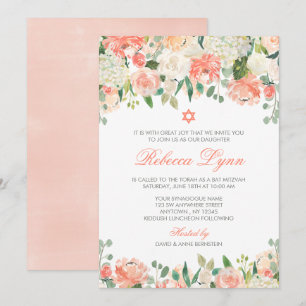 A aguarela Pastel floresce convites de Mitzvah do