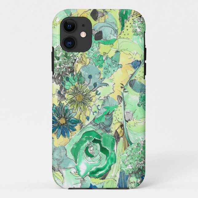 A aguarela verde esboçou capas de iphone das (Verso)
