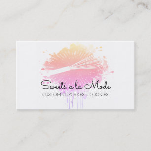 A aguarela whisk o cartão de visita do cozinheiro