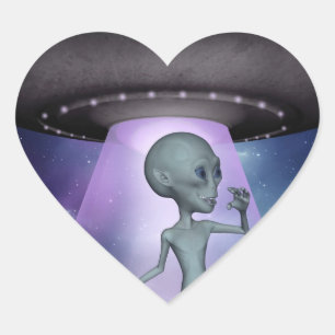 A alienígena encontra a etiqueta do coração