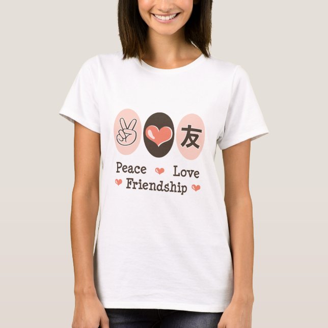 A amizade do amor da paz caçoa o t-shirt (Frente)