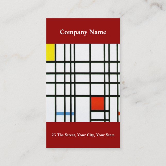 A arte moderna inspirou o vermelho do cartão de (Frente)