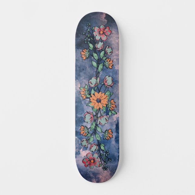 A Arte Urbana Inspirou o Skate Girly Floral (Frente)