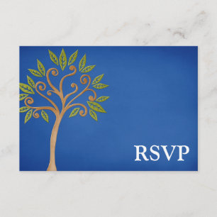 A árvore de vida roda bar azul Mitzvah RSVP