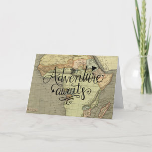 A Aventura Aguarda O Cartão De Mapa Do Velho Mundo