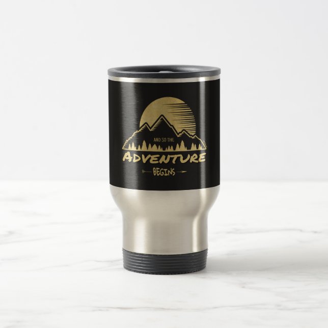 A Aventura Começa A Caneca de viagem (Centro)