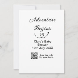A aventura começa convite de chá de bebê código QR