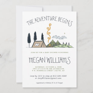 A aventura começa o chá de fraldas da montanha d