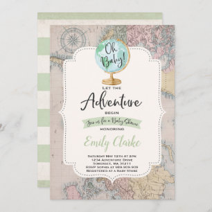 A aventura começa o chá do mapa do convite do chá
